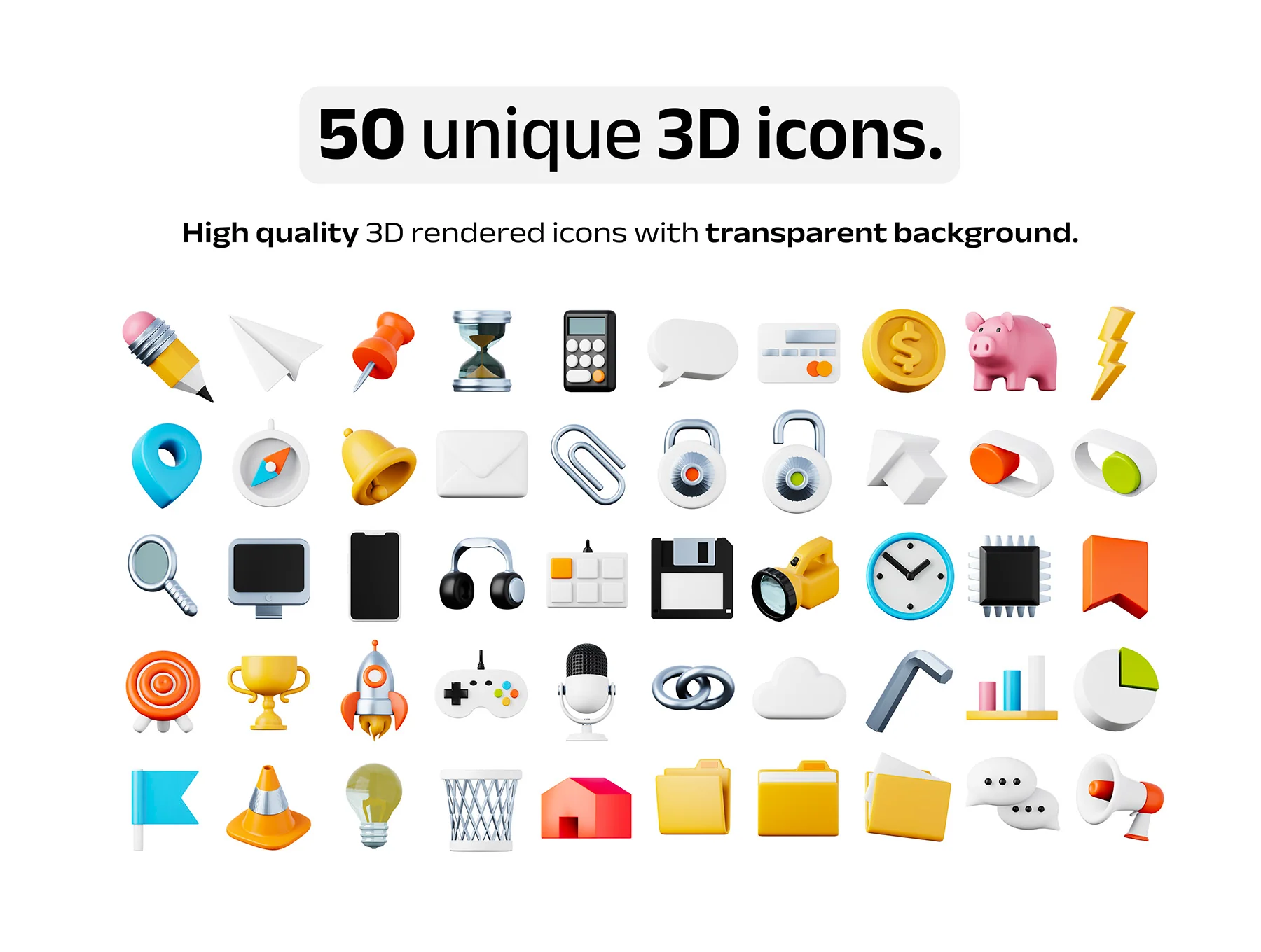 50 unique 3D icons Vol. 2 - Office 2