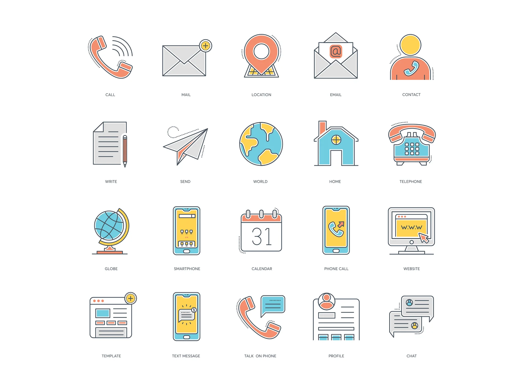 55 Contact Us Icons | Color Line Series 2
