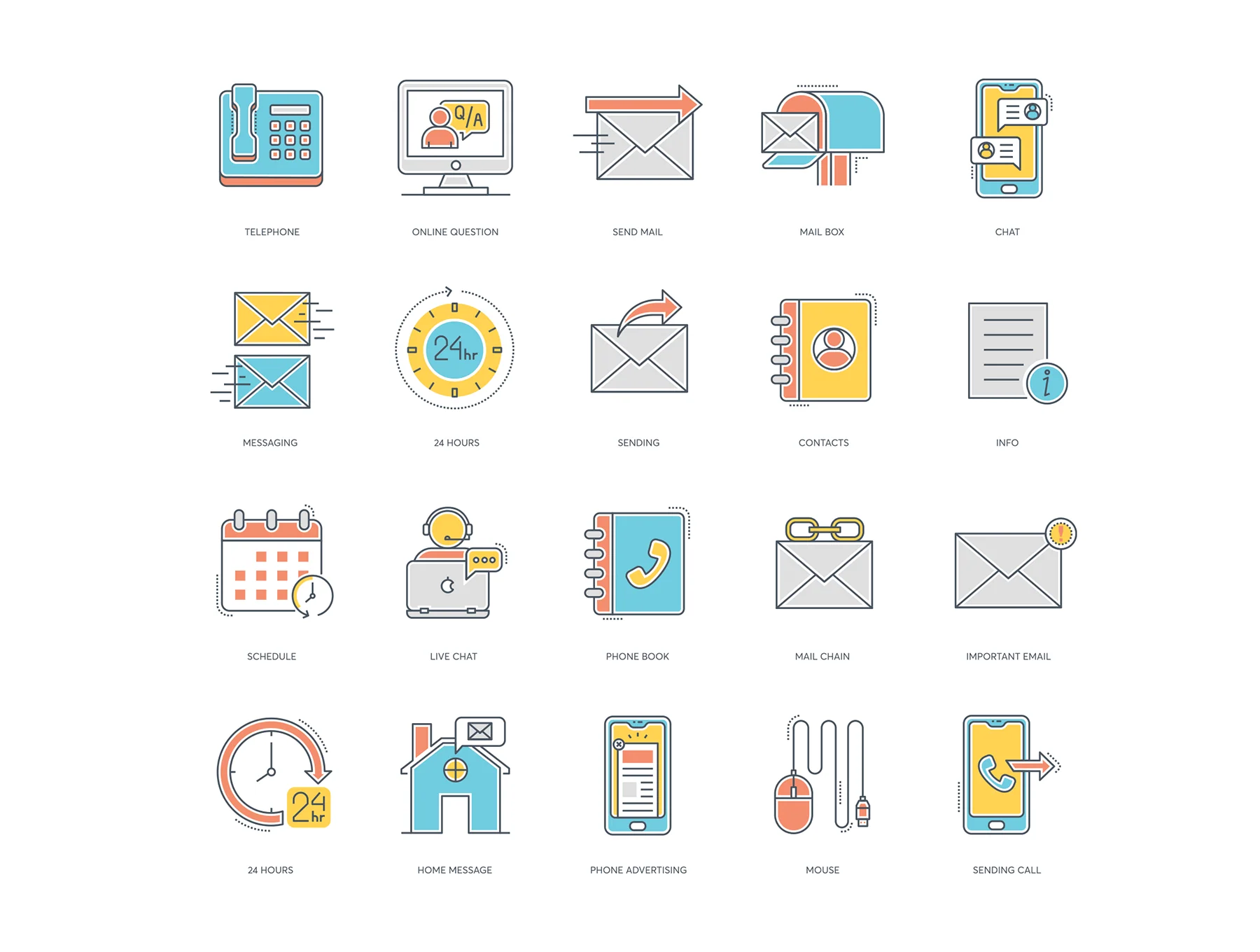 55 Contact Us Icons | Color Line Series 3