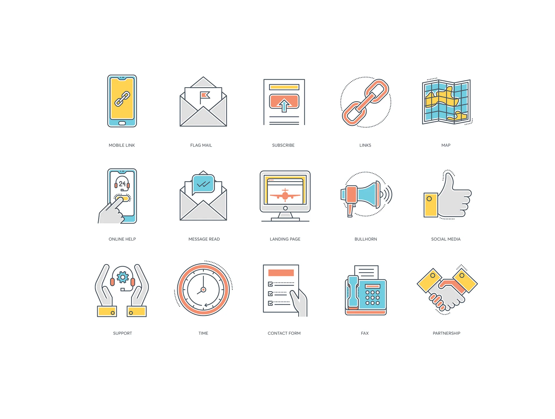 55 Contact Us Icons | Color Line Series 4