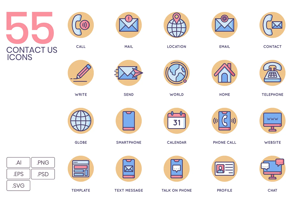55 Contact Us Icons | Butterscotch Series