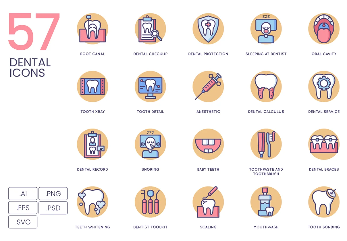 57 Dental Icons | Butterscotch Series