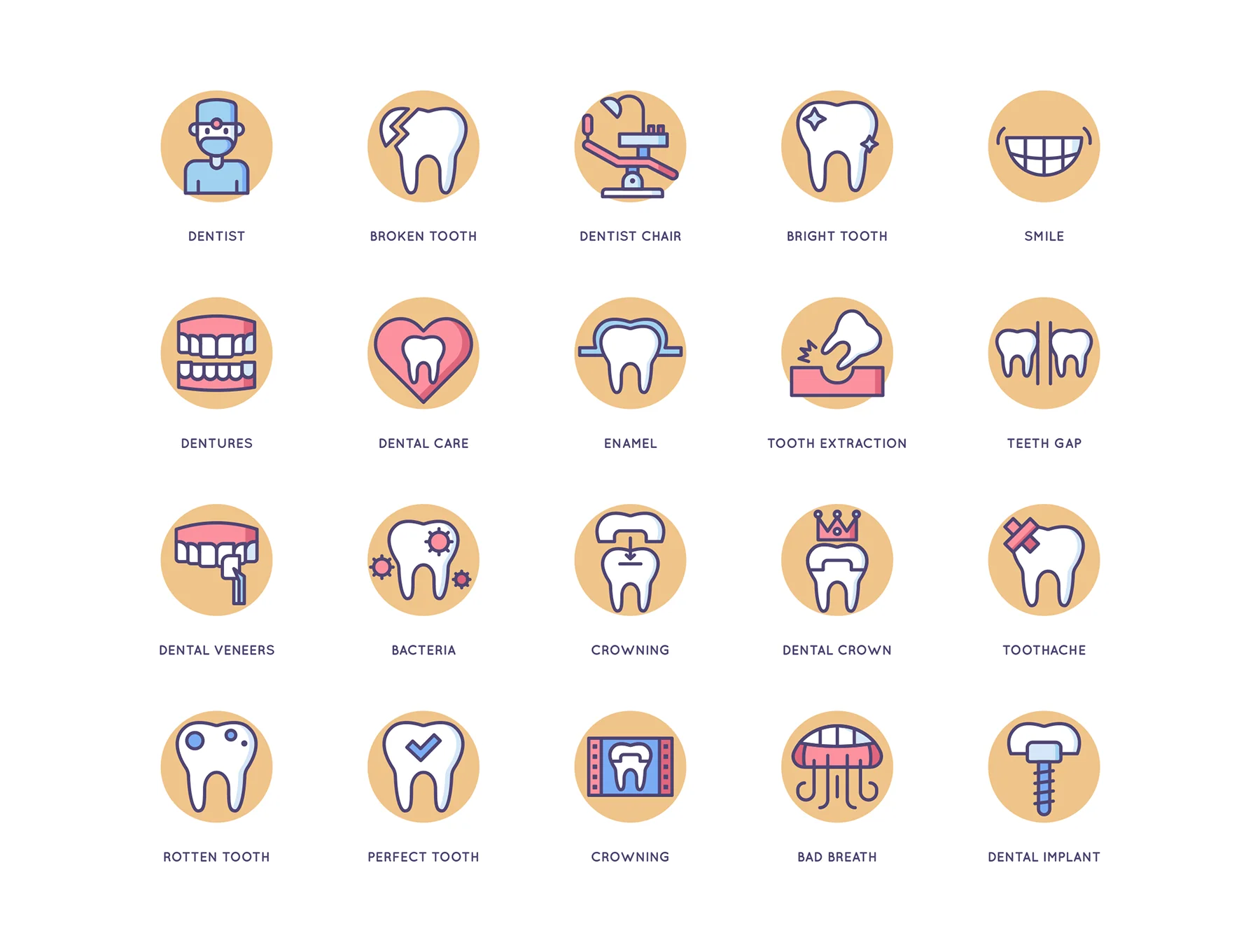 57 Dental Icons | Butterscotch Series 2