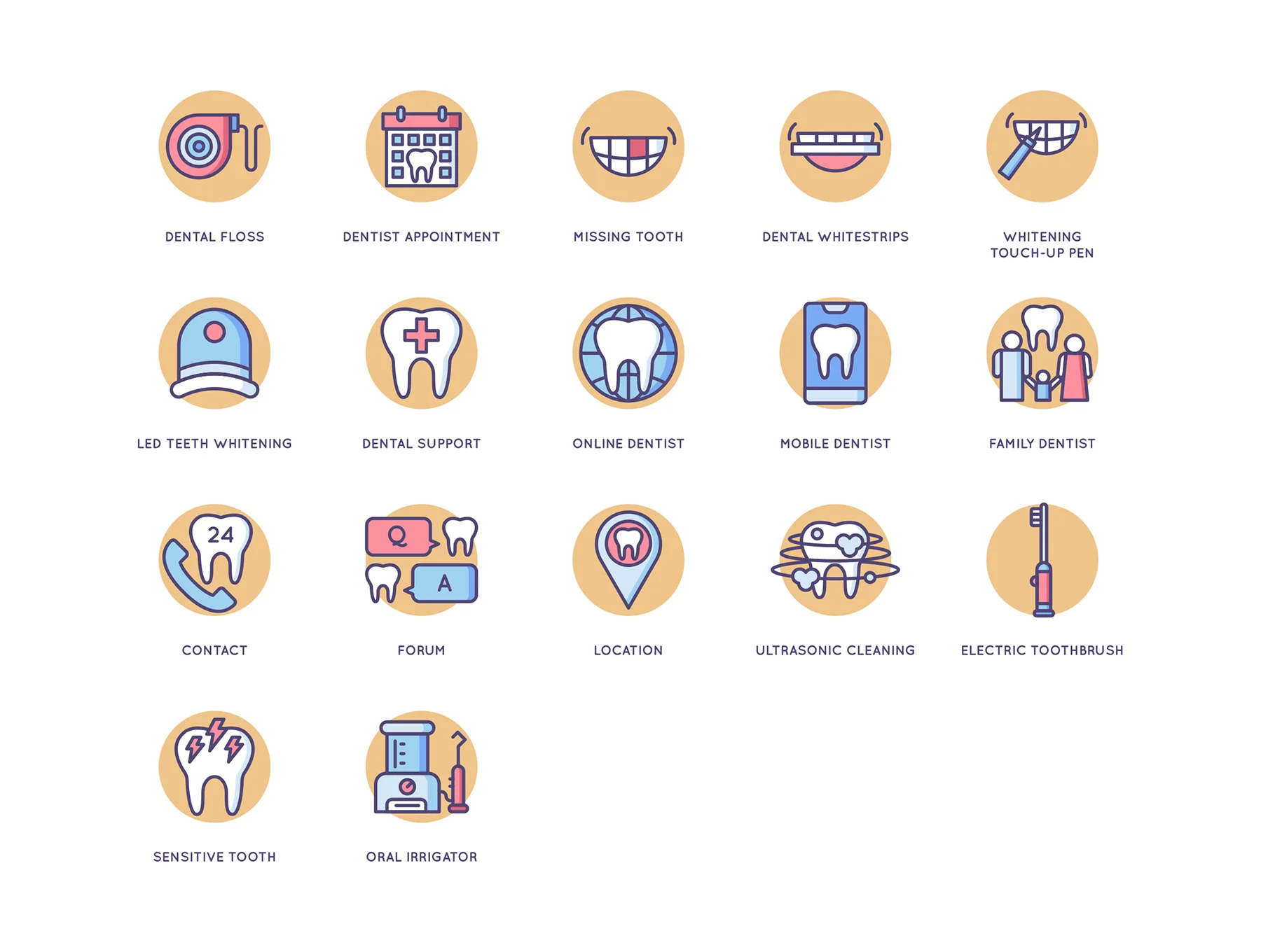 57 Dental Icons | Butterscotch Series 4