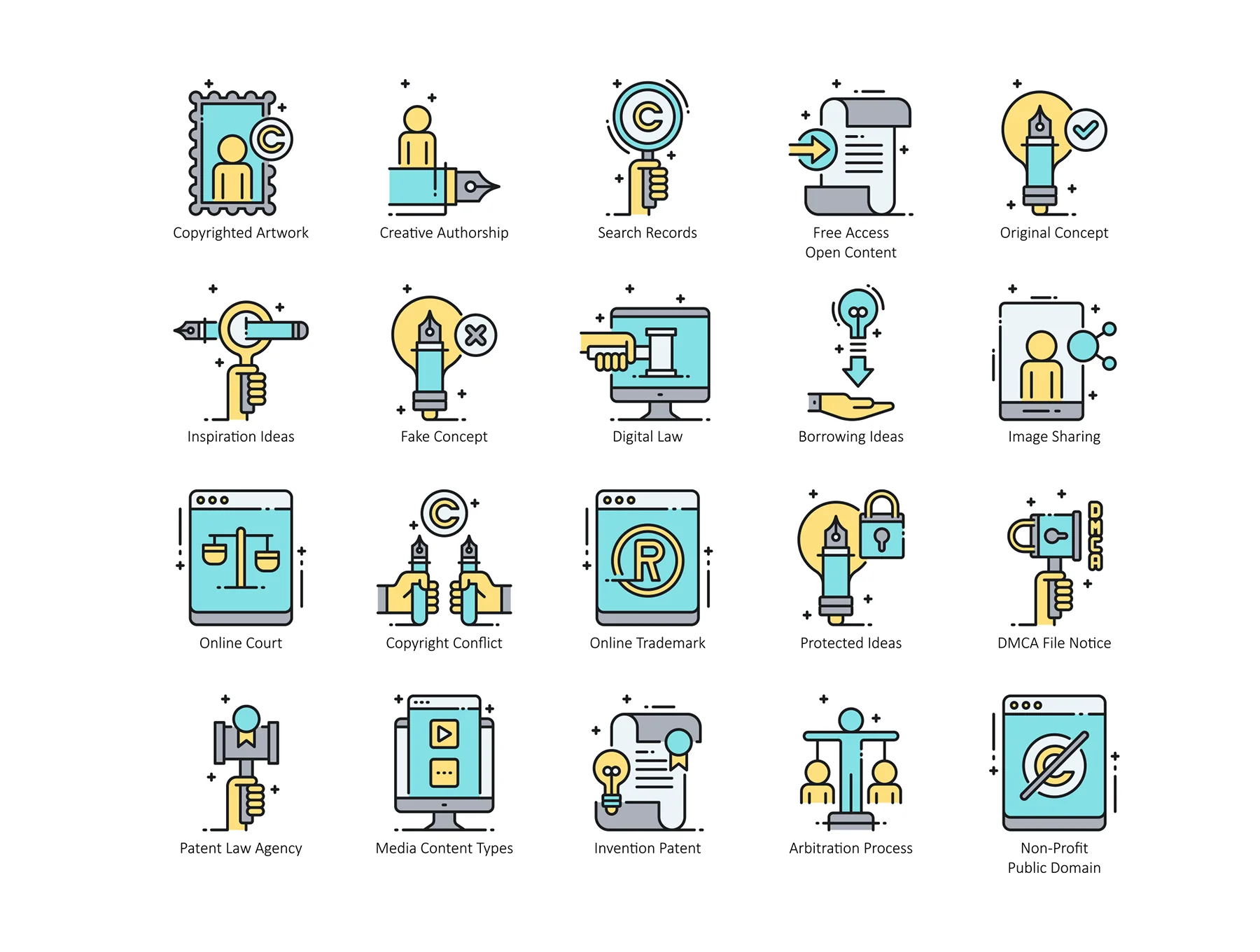 59 Copyright Law Icons | Aqua Series 2