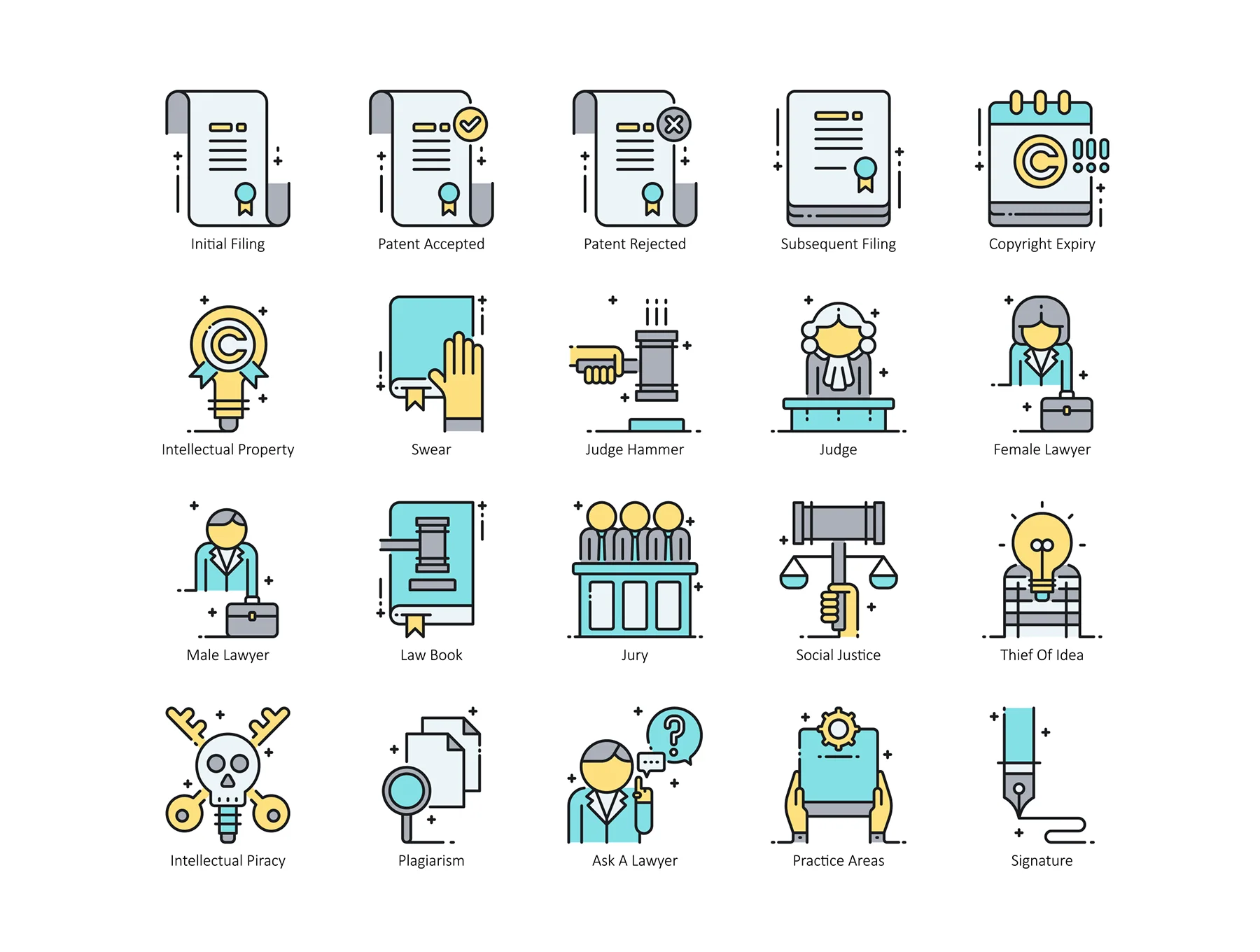 59 Copyright Law Icons | Aqua Series 3