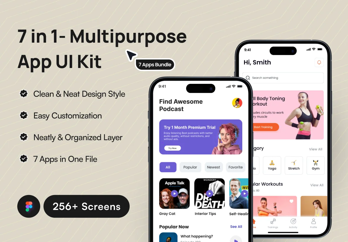 7 in 1 - Multipurpose App UI Kit