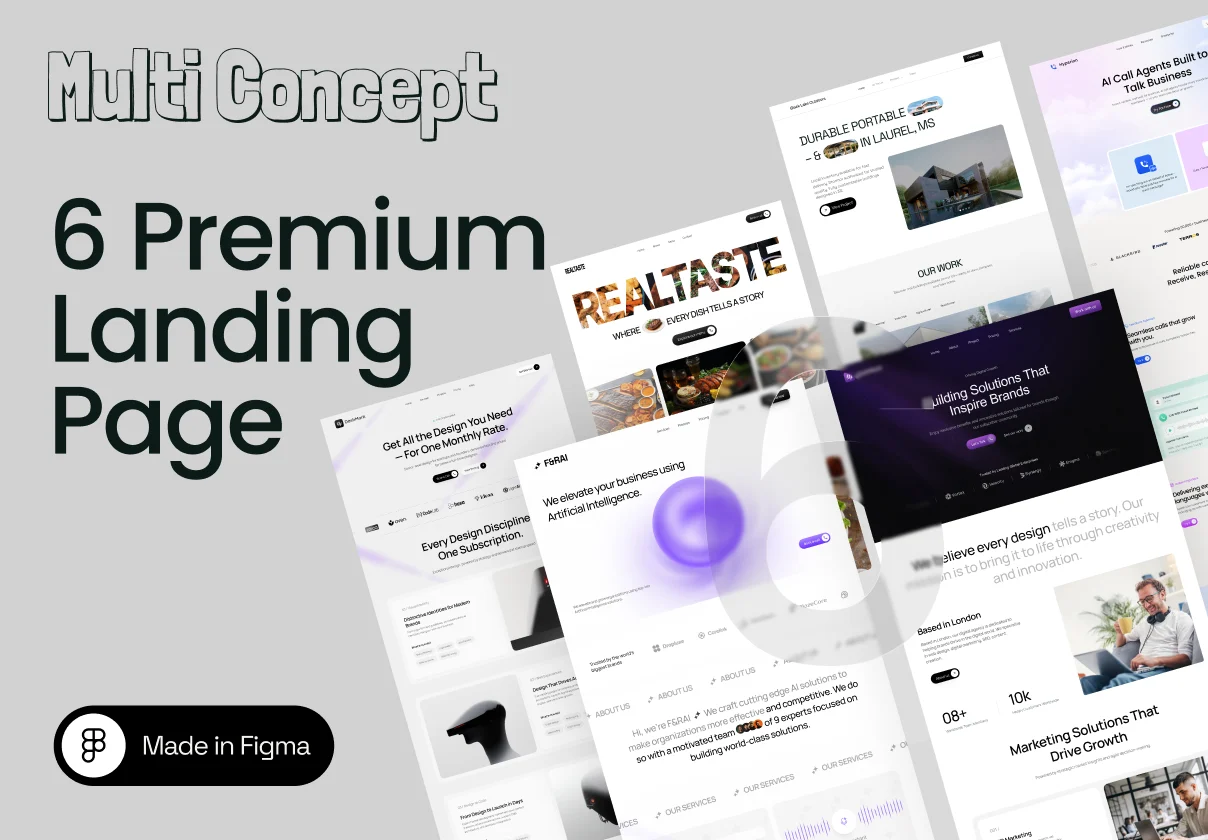 6 Premium Landing Page UI Kit Collection