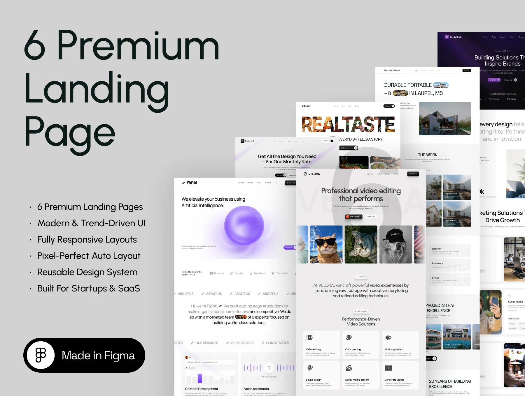 6 Premium Web Landing UI Kits