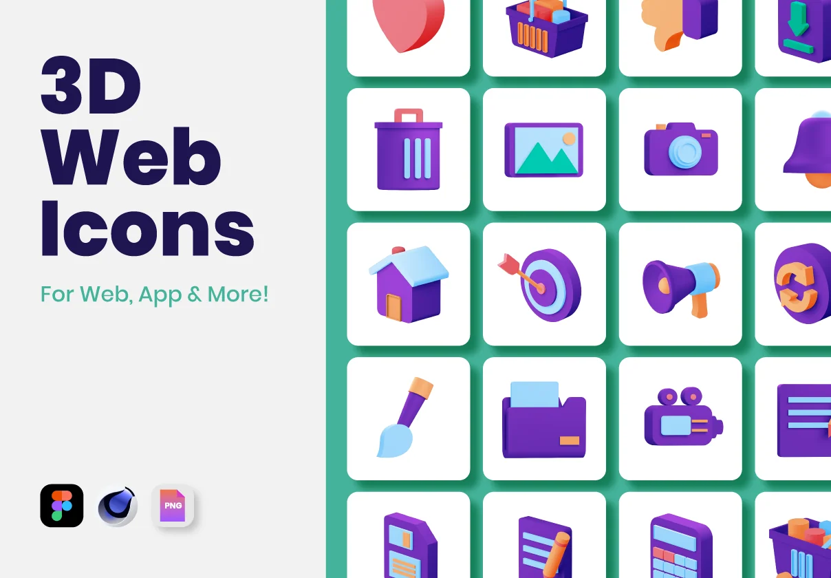 60 3D Web Icons
