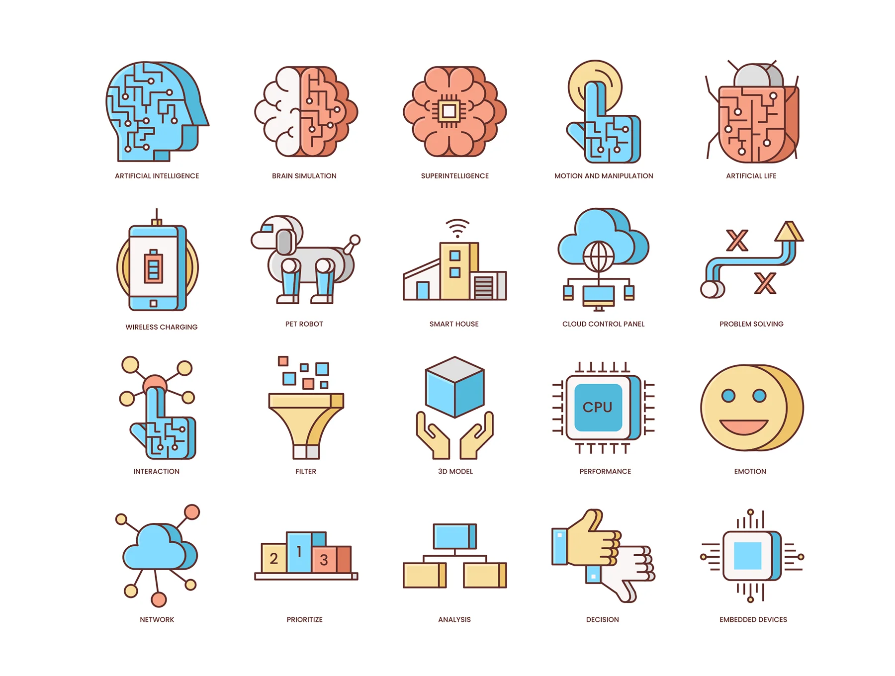 60 Artificial Intelligence Icons | Honey Series 2