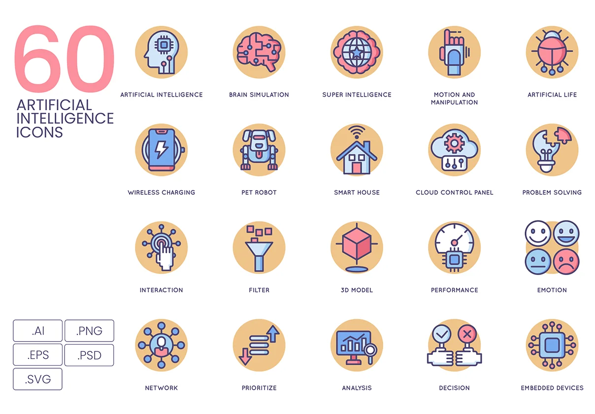 60 Artificial Intelligence Icons | Butterscotch Series