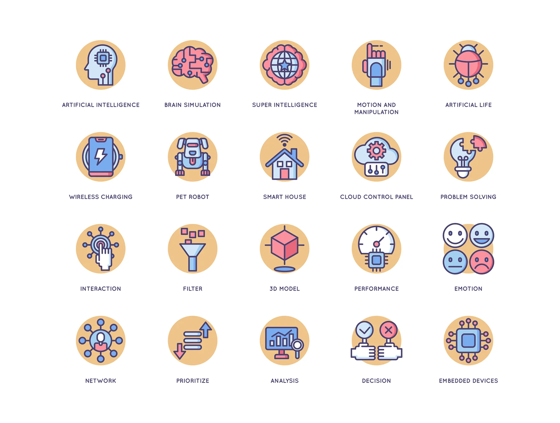 60 Artificial Intelligence Icons | Butterscotch Series 2