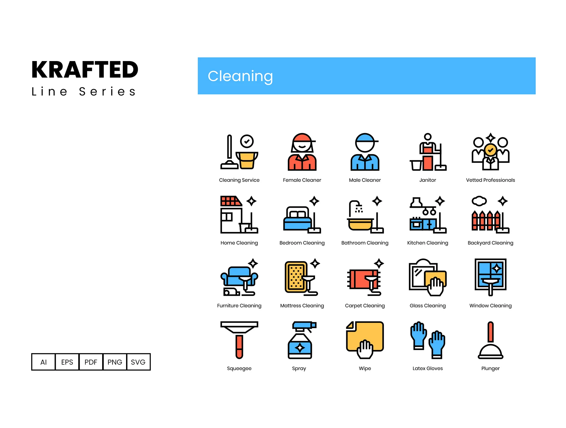 60 Cleaning Icons | Krafted Series 2