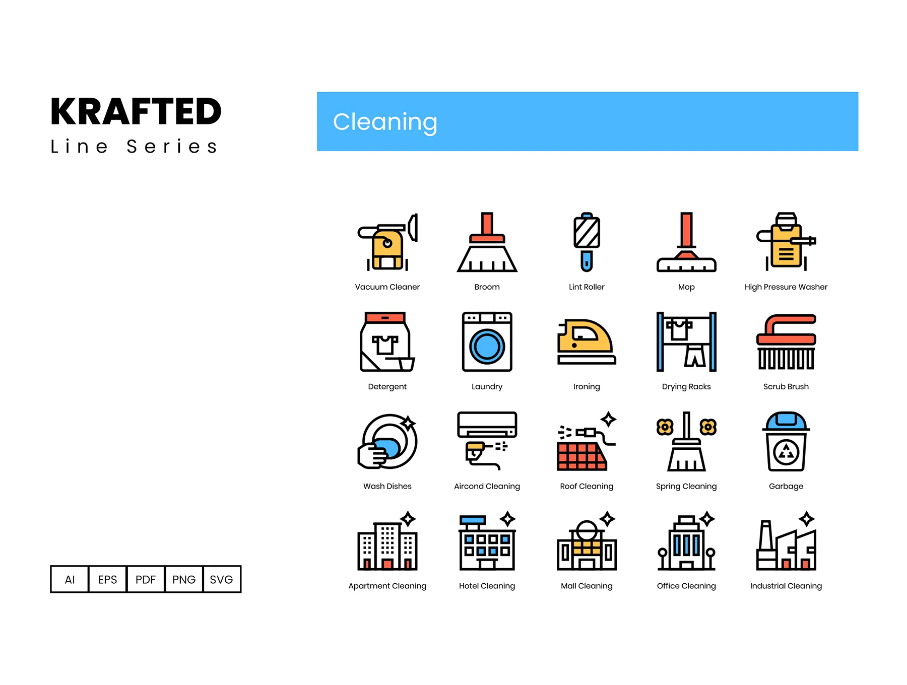 60 Cleaning Icons | Krafted Series 3