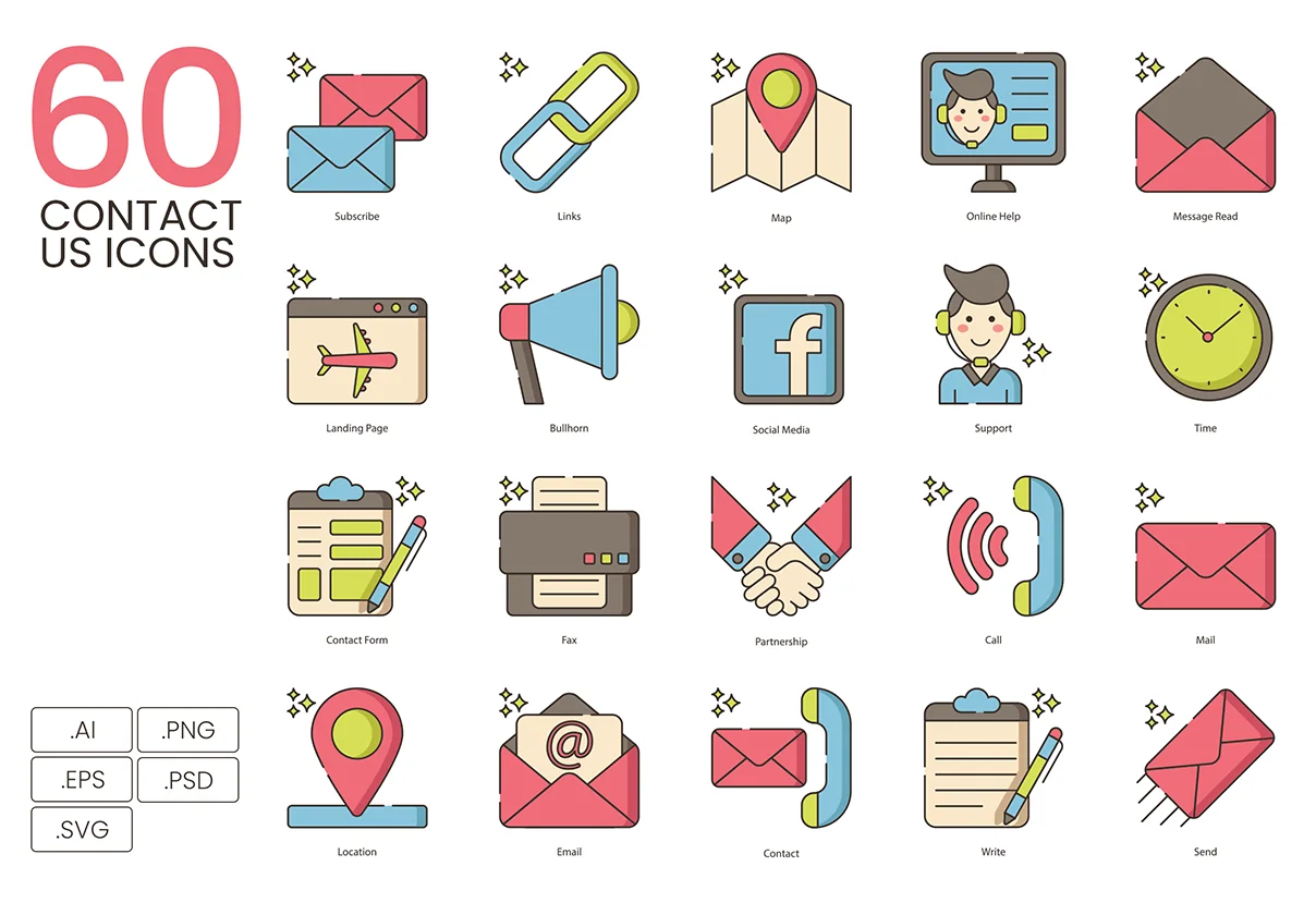 60 Contact Us Icons | Hazel Series