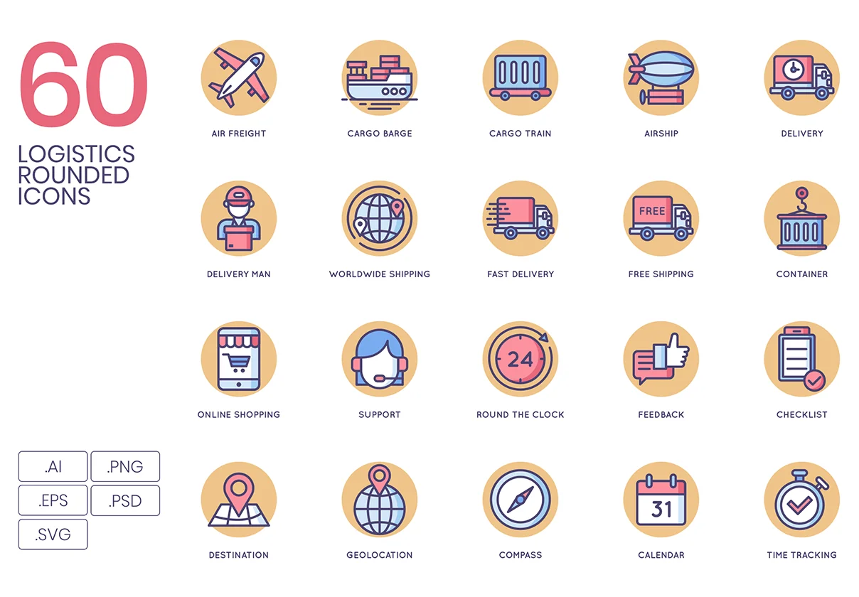 60 Logistics Icons | Butterscotch Series