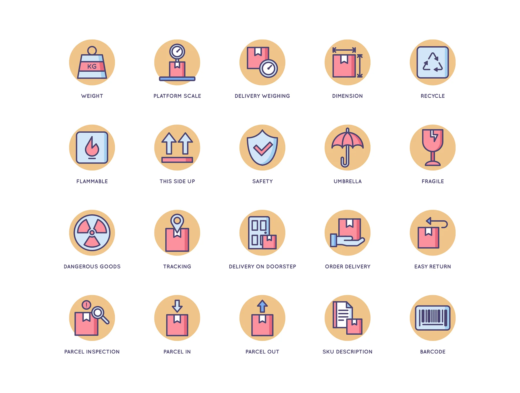 60 Logistics Icons | Butterscotch Series 3