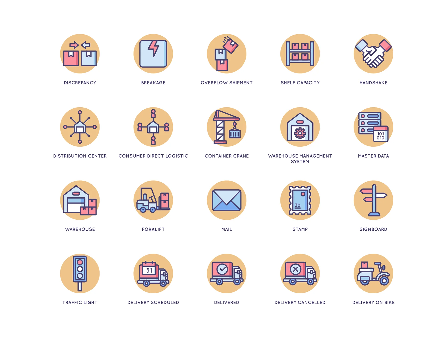 60 Logistics Icons | Butterscotch Series 4