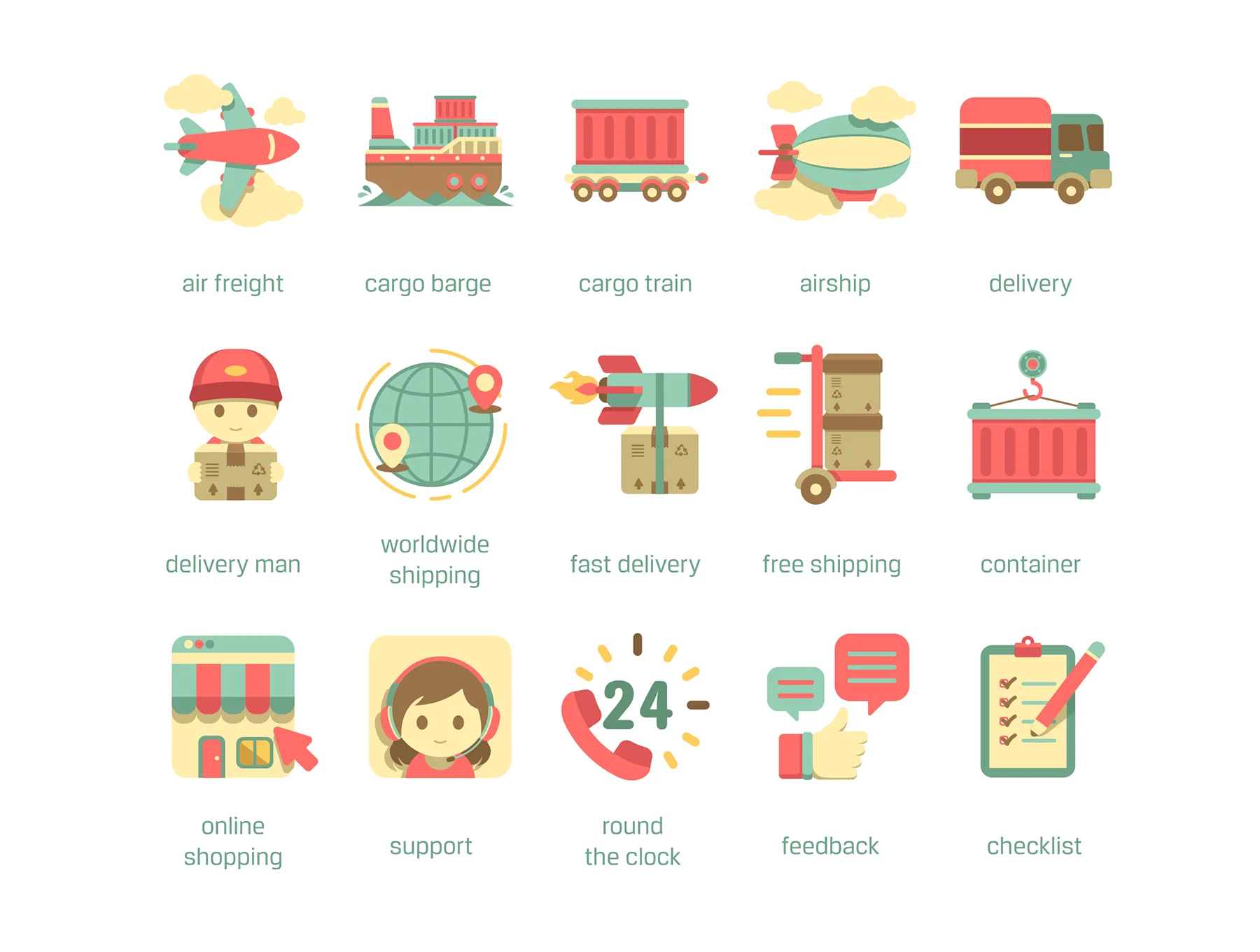 60 Logistics Icons | Retro Series 2