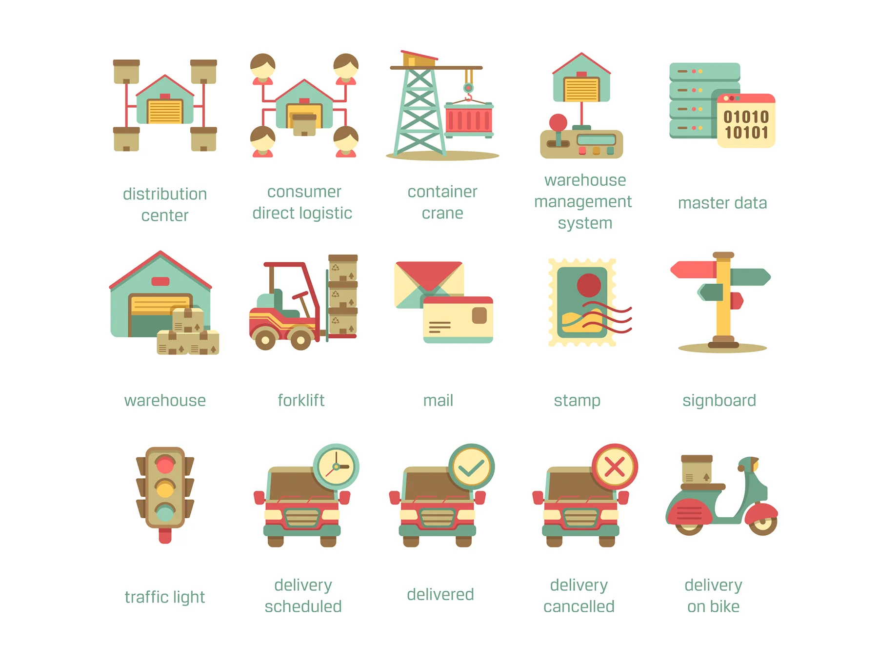 60 Logistics Icons | Retro Series 5