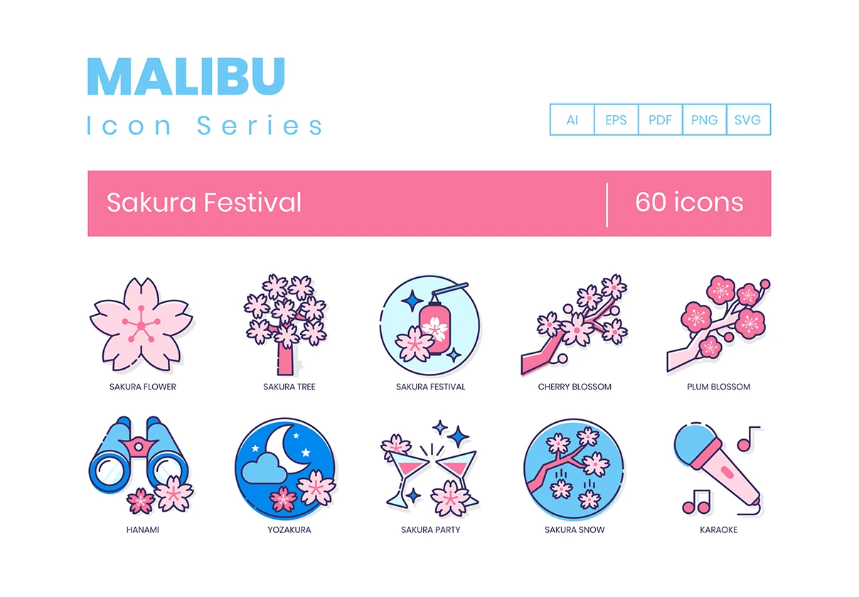 60 Sakura Festival Icons | Malibu Series