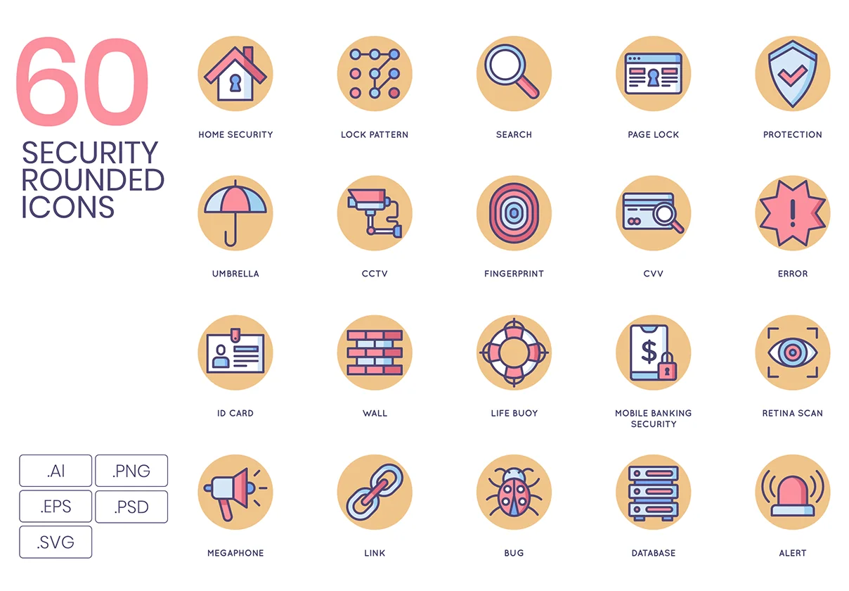60 Security Icons | Butterscotch Series