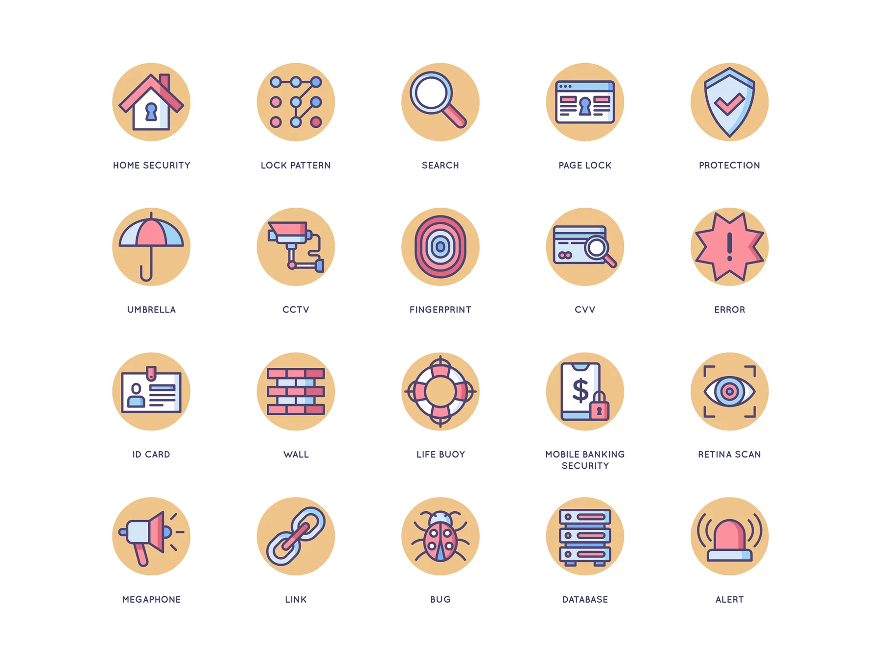 60 Security Icons | Butterscotch Series 2