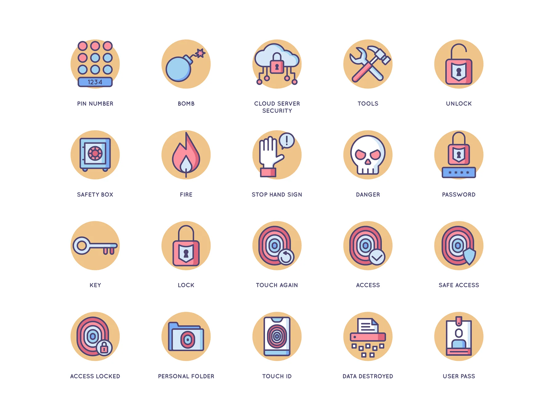 60 Security Icons | Butterscotch Series 3