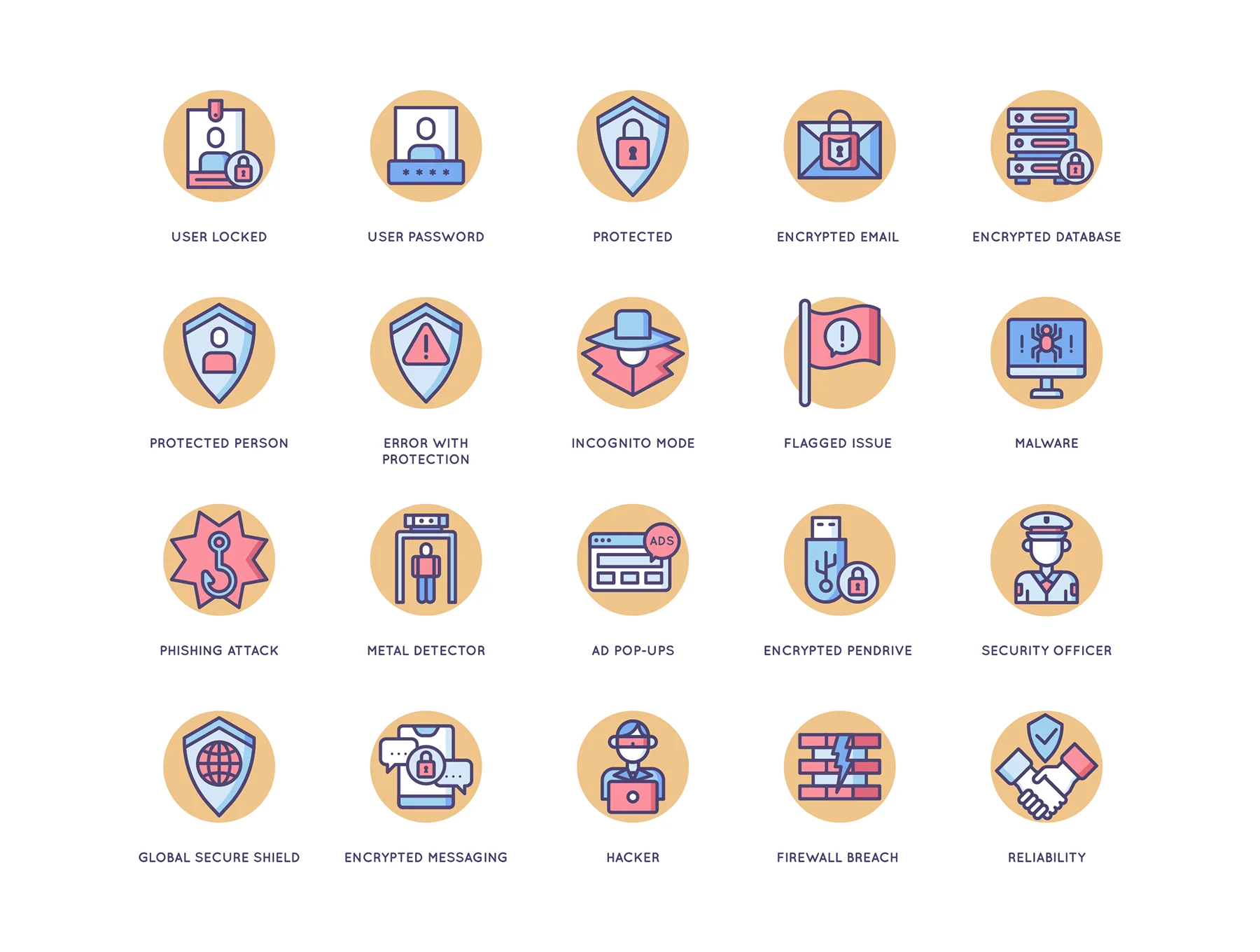 60 Security Icons | Butterscotch Series 4