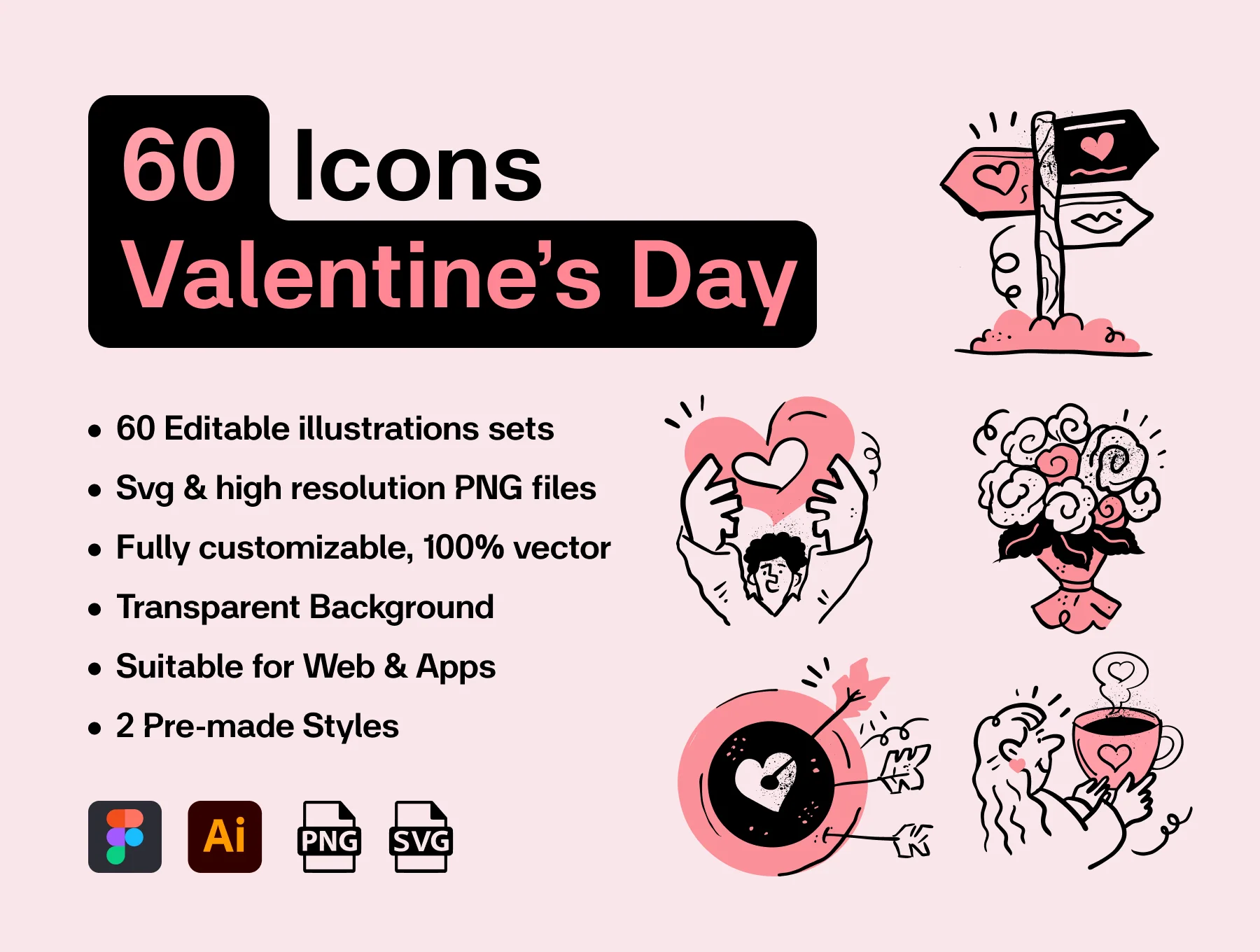 60 Valentine Love Fintech Illustrations