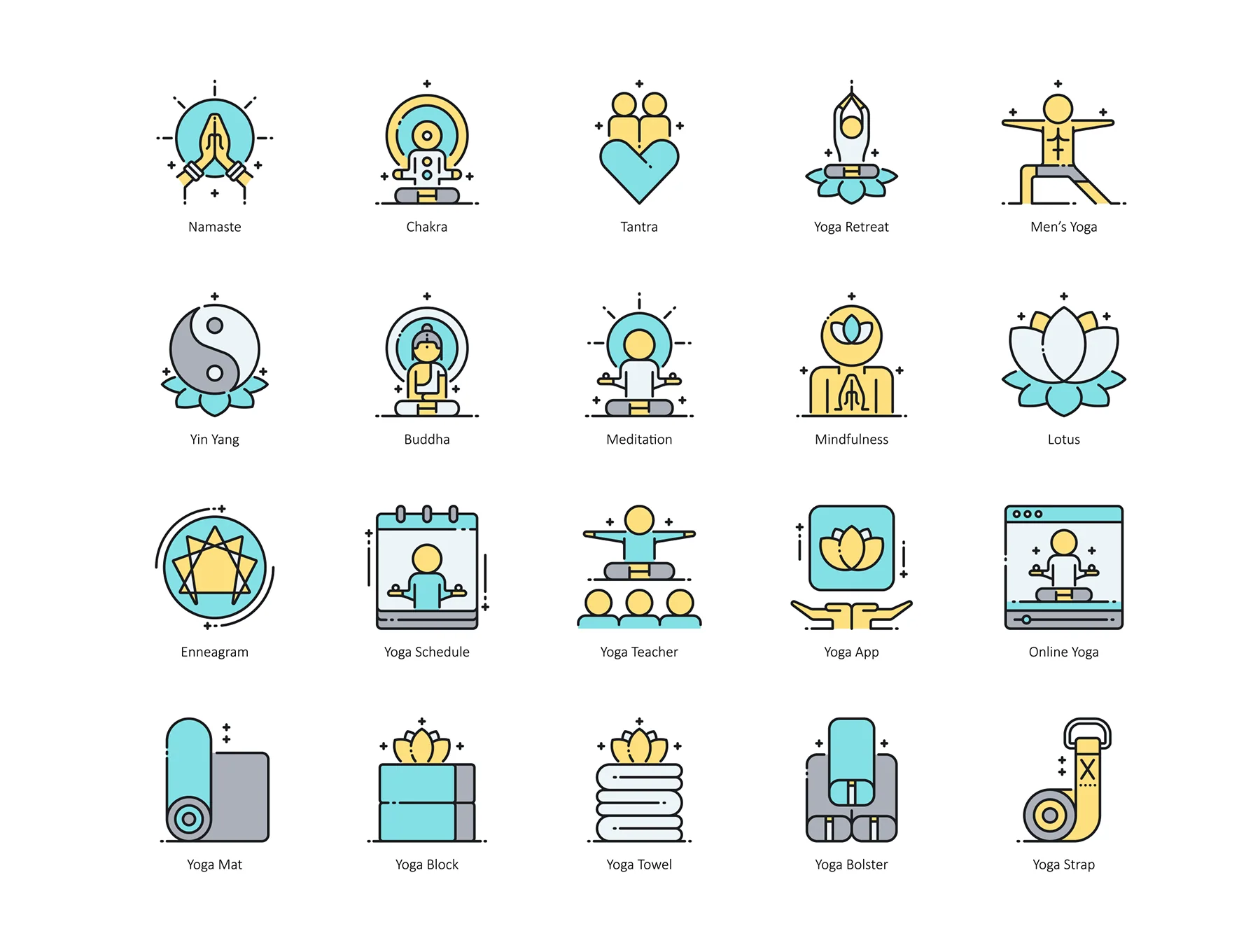 60 Yoga Icons | Aqua Series 2