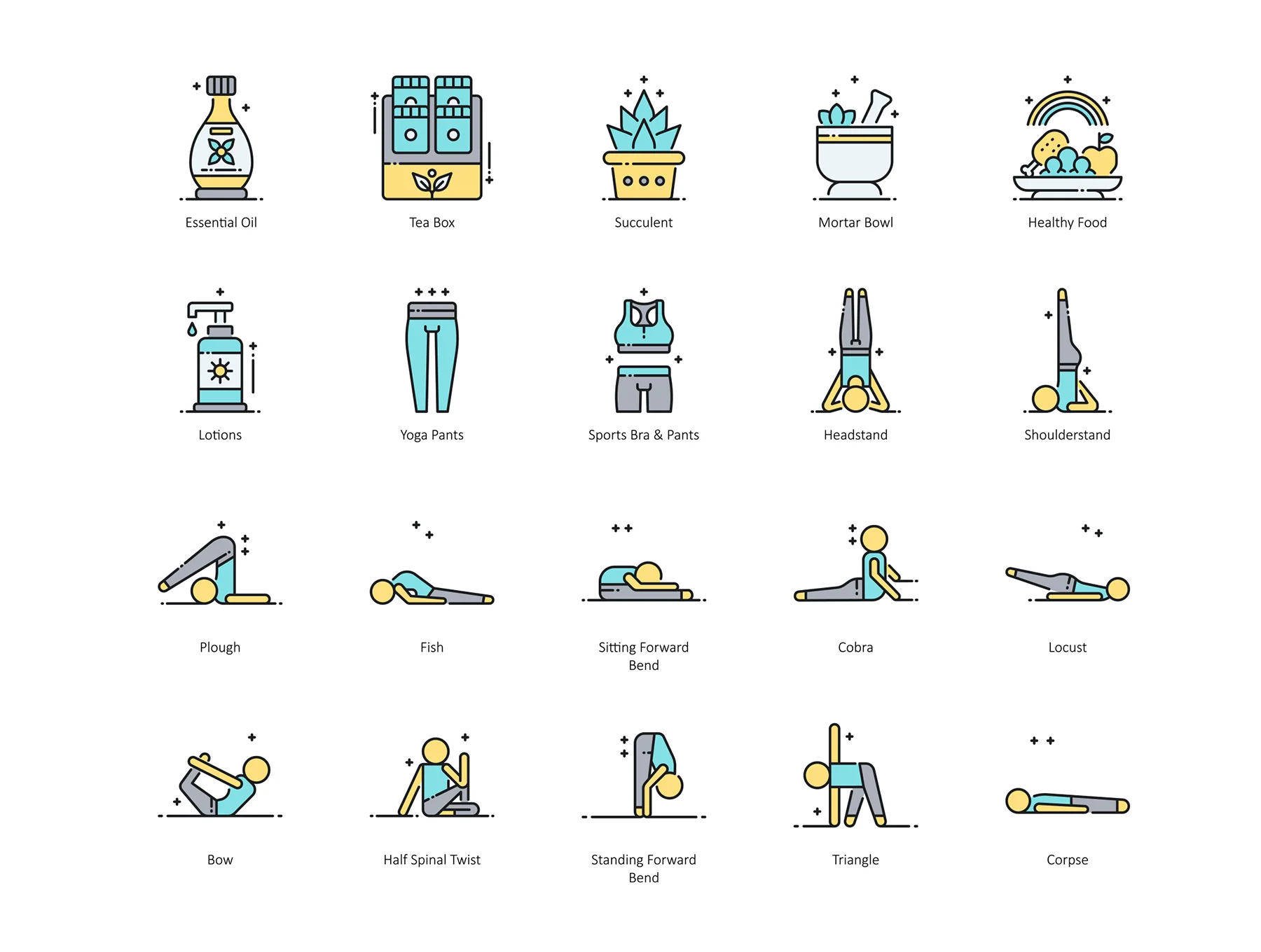 60 Yoga Icons | Aqua Series 4