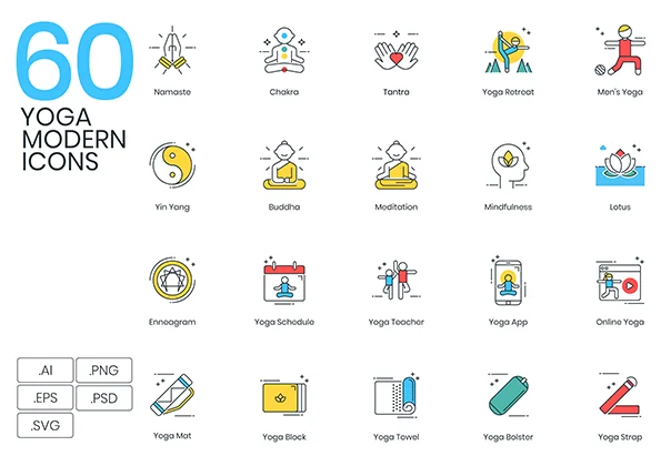 60 Yoga Icons | ColorPop Series
