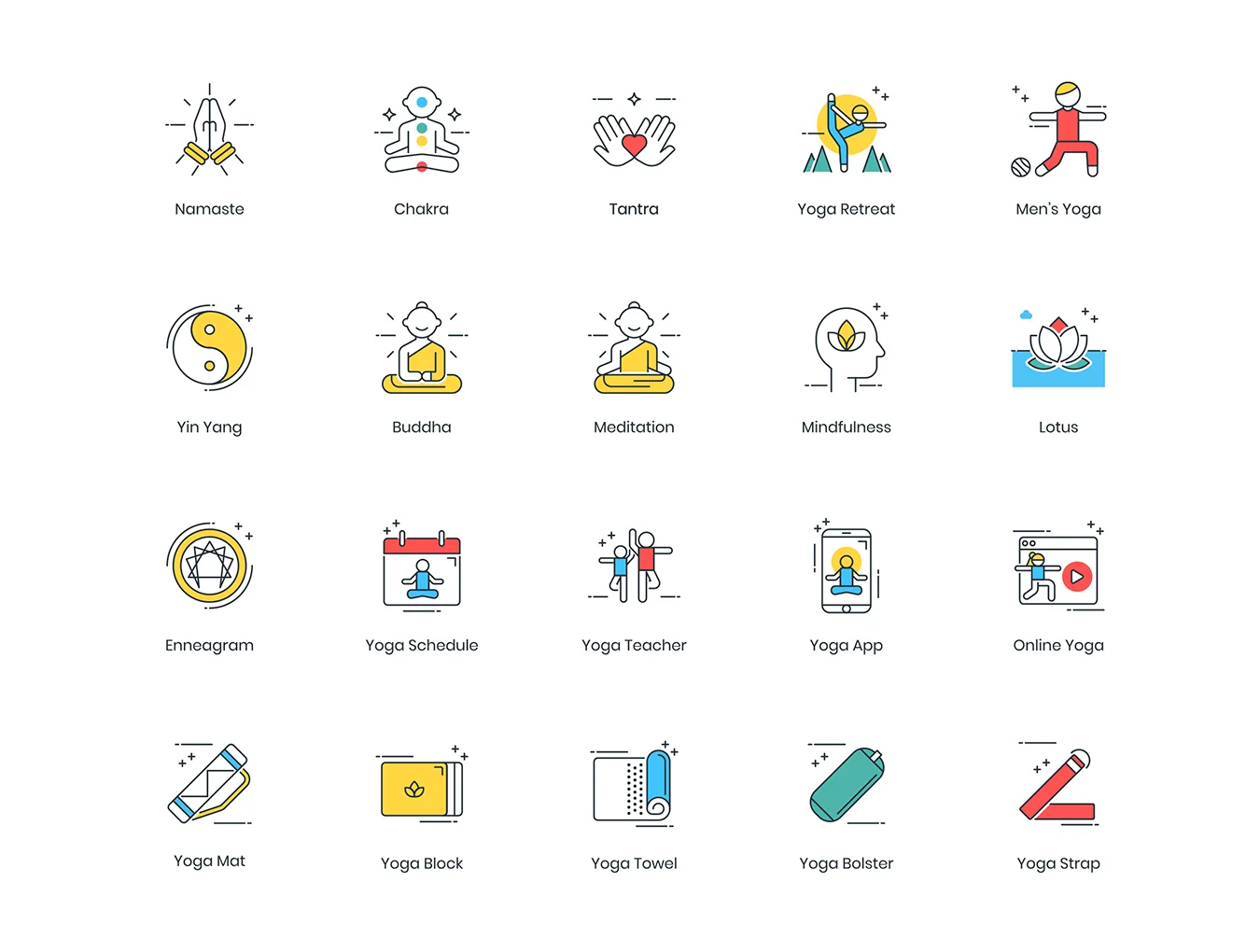 60 Yoga Icons | ColorPop Series 2