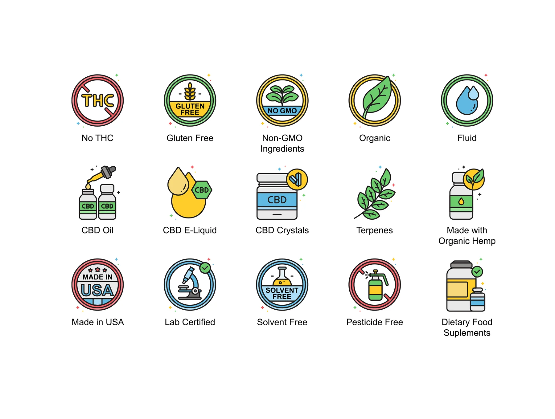 62 CBD Oil Icons | Vivid Series 4