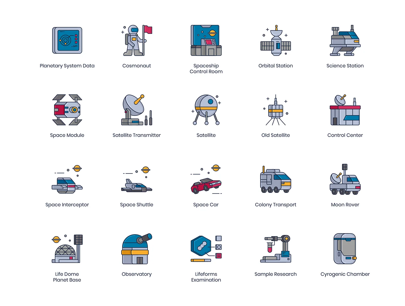 63 Space Icons | Metallic Series 3