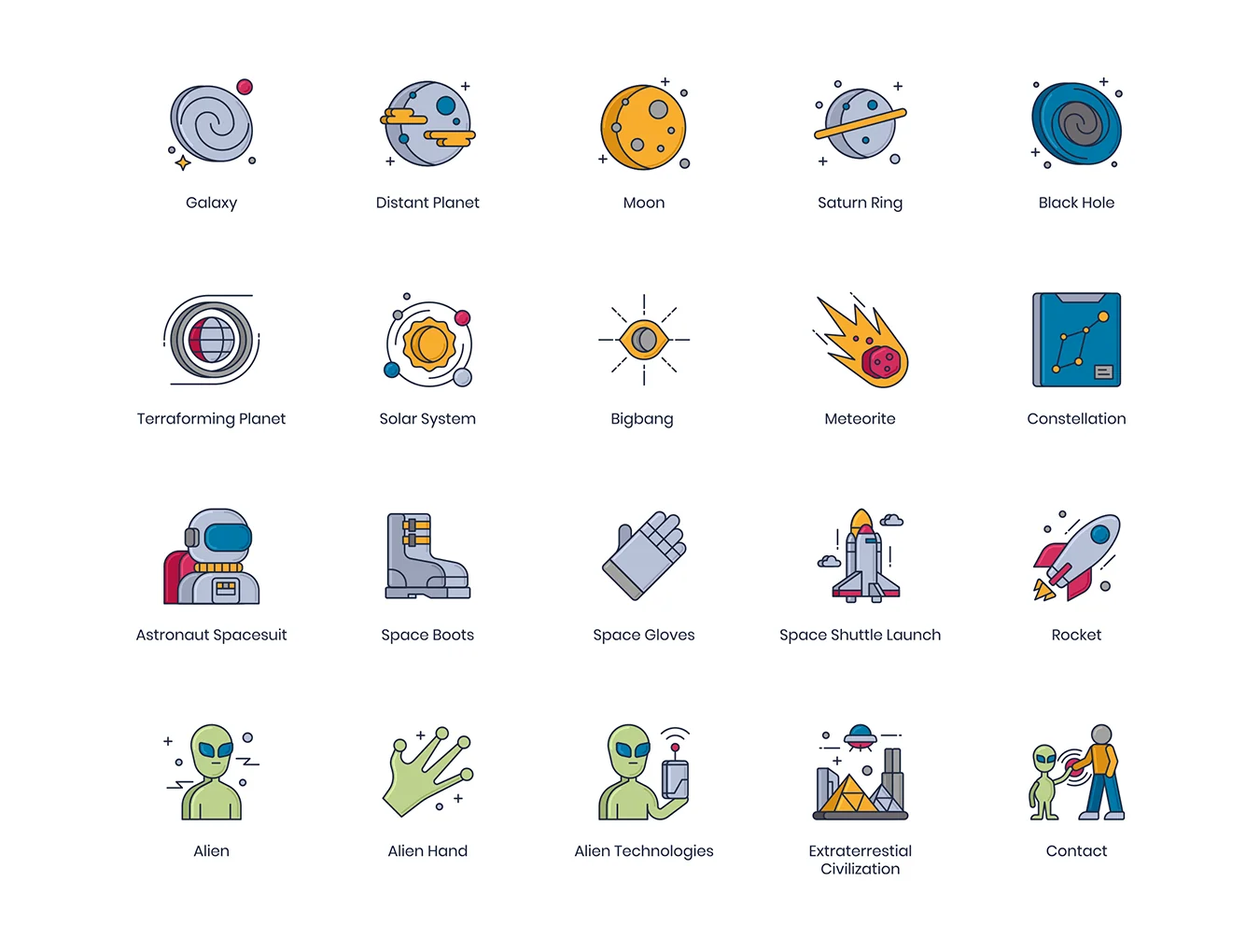 63 Space Icons | Metallic Series 4