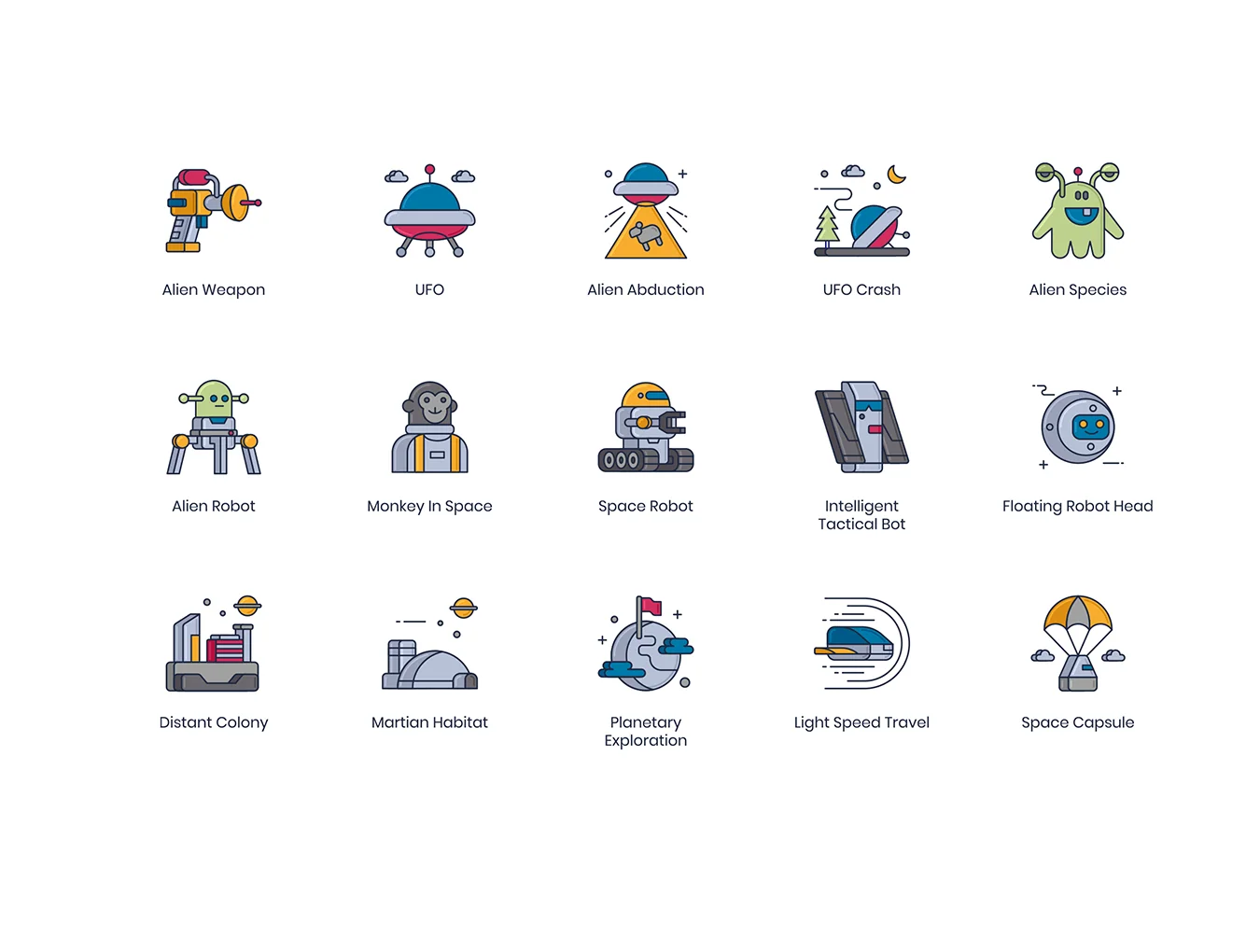 63 Space Icons | Metallic Series 5
