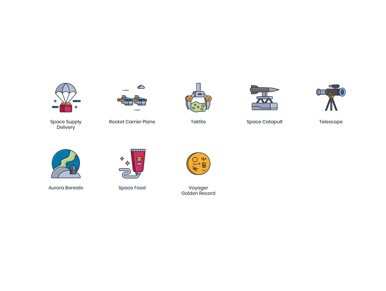 63 Space Icons | Metallic Series 6