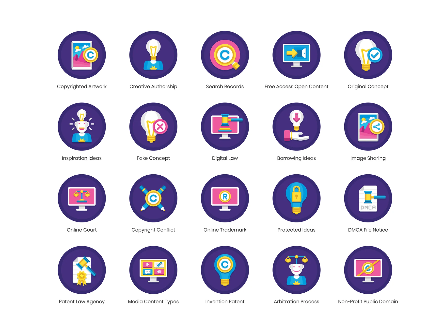 64 Copyright Law Icons | Orchid Series 2
