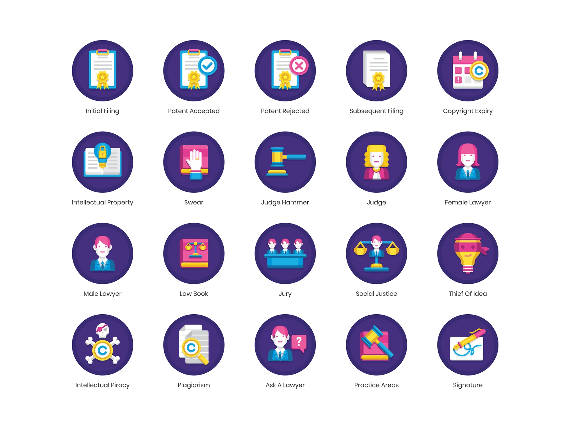 64 Copyright Law Icons | Orchid Series 3