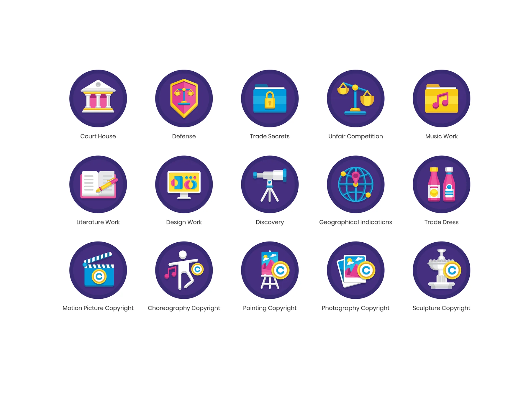 64 Copyright Law Icons | Orchid Series 4