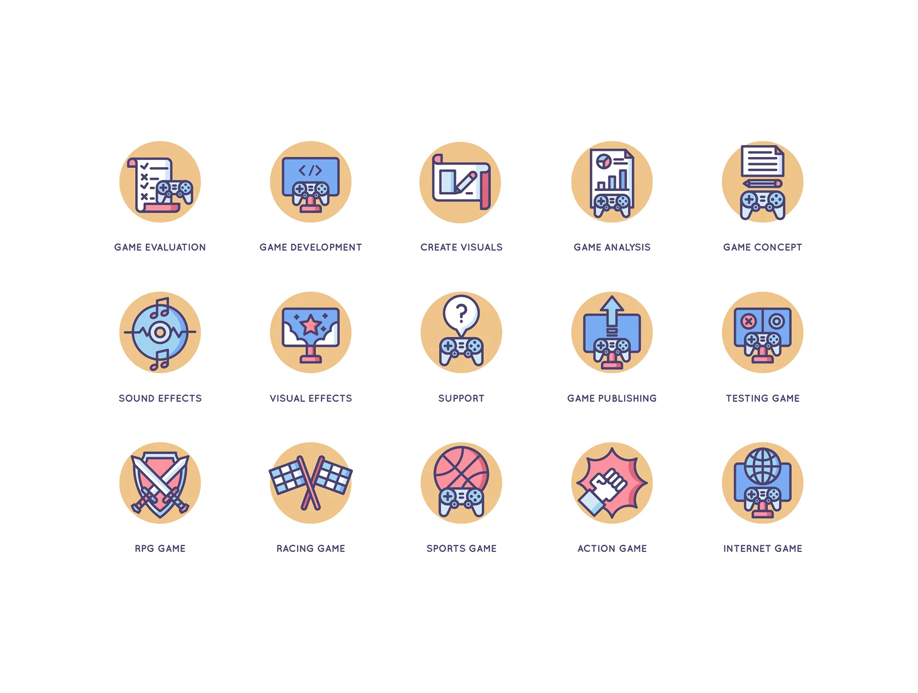 65 Game Design Icons | Butterscotch Series 3