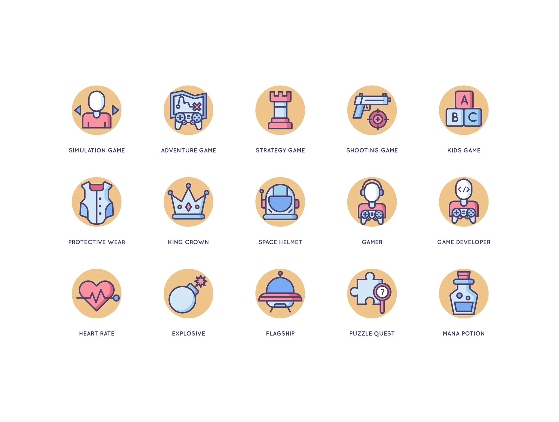 65 Game Design Icons | Butterscotch Series 4