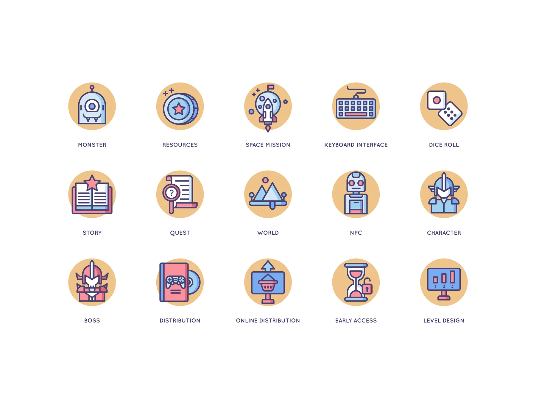 65 Game Design Icons | Butterscotch Series 5