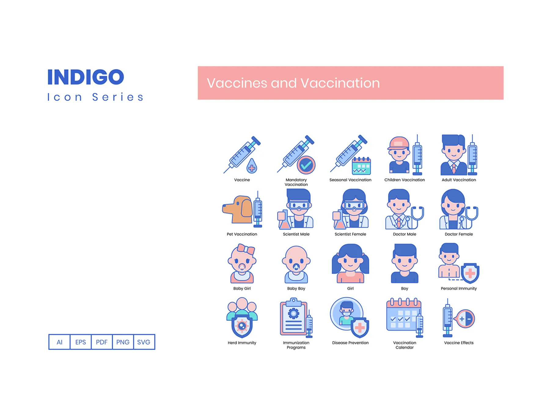 65 Vaccines and Vaccination Icons | Indigo Series 2