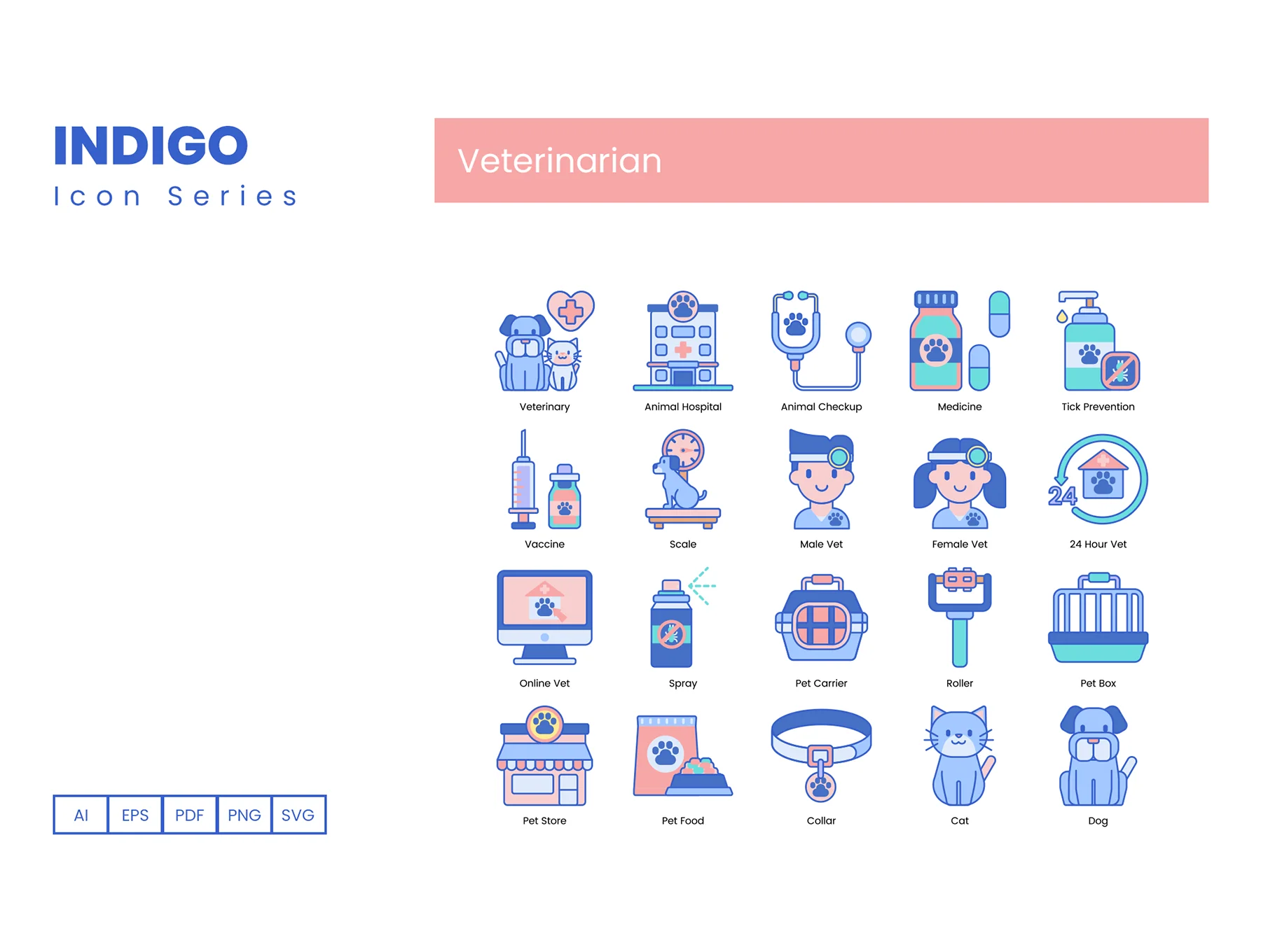 65 Veterinary Icons | Indigo Series 2