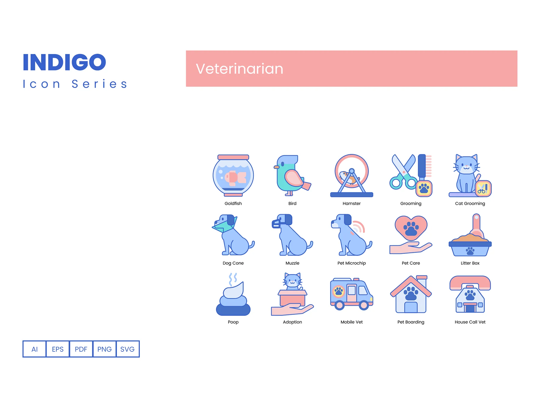 65 Veterinary Icons | Indigo Series 3