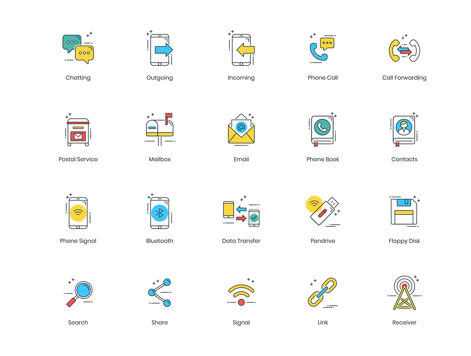 70 Communication & Media Icons | ColorPop Series 3